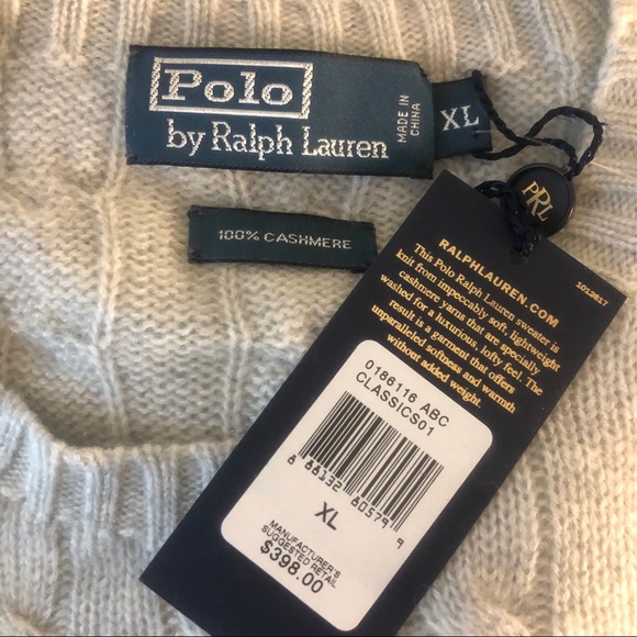 Polo Ralph Lauren Cashmere Sweater XL Gray NWT New - Picture 3 of 8